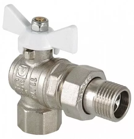 Кран шаровой угловой с полусгоном ВР-НР 3/4" VALTEC Base, белая ручка