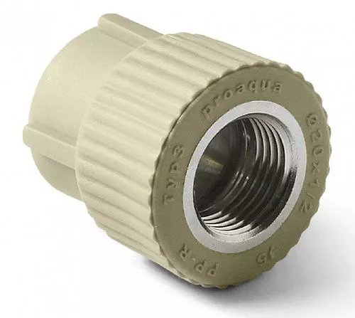 Муфта комбинированная ВР Ø20x1/2&amp;quot; полипропиленовая PRO AQUA серый купить в Санкт-Петербурге | ВодноеРешение